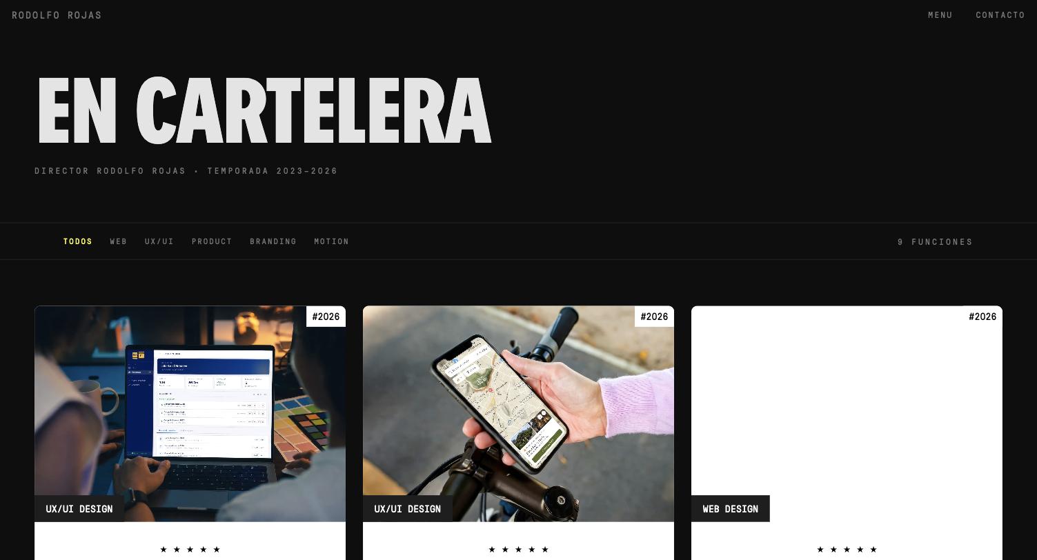 Sección En Cartelera del portafolio